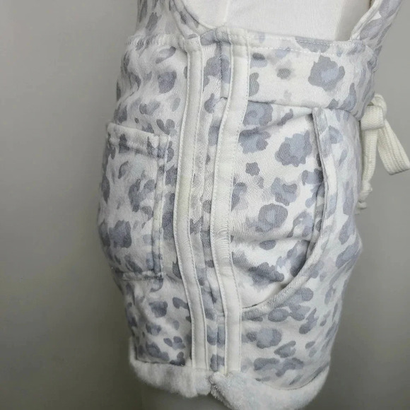 Vintage Havana Gray White Leopard Print Soft Fleece Shorts Overalls Small - Picture 6 of 16